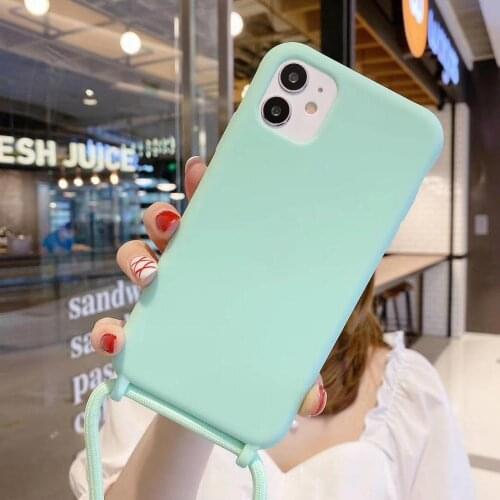 Luxury Cute Lanyard Liquid Silicone Phone Case For iPhone 12 11 Pro Max SE XS Max XR X 8 7 6 Plus Ultra-thin Necklace Rope Cover