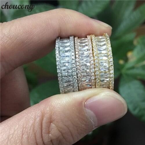 Choucong 3 colors Princess cut ring 5A Zircon Stone Gold Filled Party Wedding Band Rings for women men Finger Jewelry Gift
