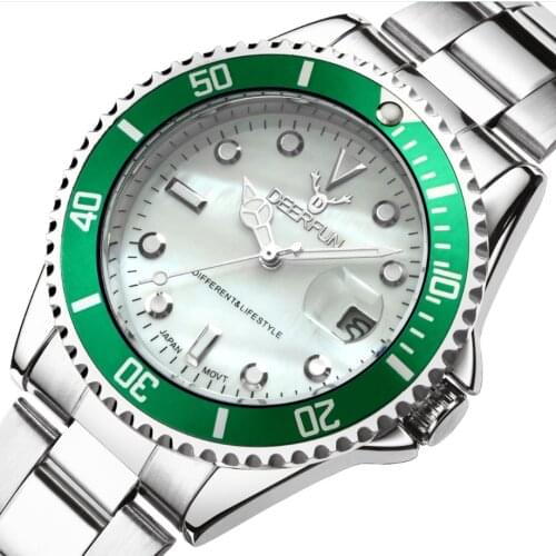 Deerfun Men watch luxury casual business diamond famous brand stainless steel waterproof classic calendar quartz wristwatches