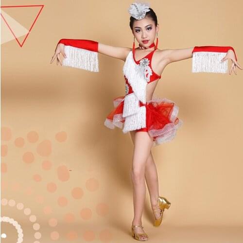 New Arrivale Children Latin Dancing Dress Kids Tassel Cha Cha/Rumba/Samba/Ballet/flamengo Girl Princess Dance Costumes 18