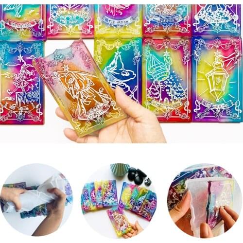 DIY Tarot Epoxy Resin Mold Witch Divination Prophecy Props Handmade Crystal Silicone Casting Tarot Brand Mould Party Game Craft