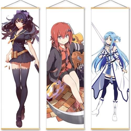 Home Decor Sword Art Online Wall Art Paintings Re Zero Solid Wood Hanging Scrolls Animation Girl Canvas Print Pictures Posters