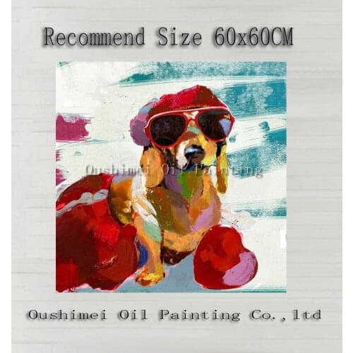 New Arrived Handmade Picture on Canvas Modern Cool Dog Wall Painting Hang Paintings For Room Decor Abstract Animals Oil Painting