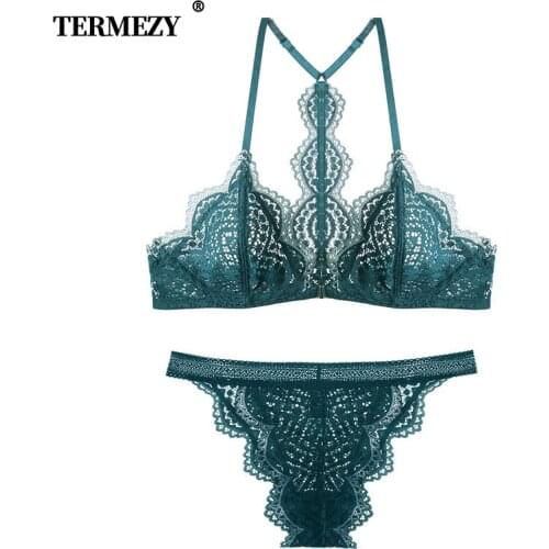 TERMEZY womens underwear 2019 Women Sexy Lace Lingerie set Front Closure brassiere Fashion Women thin bralette lounge bra set