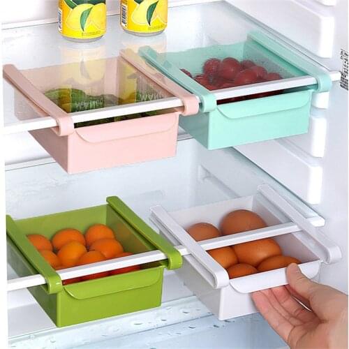 Kitchen Organizer Slide Fridge Storage Box Rack Space Saver Household Fridge Freezer Shelf Holder Pull-out Drawer Organization