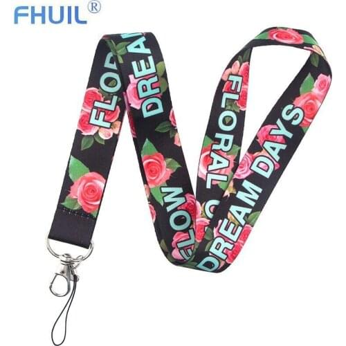 Cute Flower Phone Lanyard For Keycord ID Card Gym Badge Holder Mobile Phone Straps Keychain Hang Rope Neck Strap With Key Ring