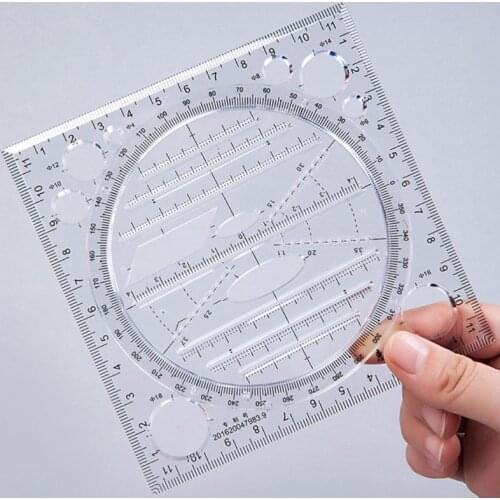 Multifunctional Drawing Ruler, Springhall Angle and Circle Maker Drawing Geometric Drawing Template Measuring Ruler Multipurpose