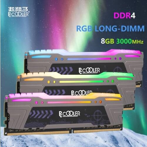 PcCooler PC Memory Module DDR4 DRAM 8GB 3200MHz Desktop Heat Sink Vest DIMM Colorful RGB lighting RAM for Game Computer Stick