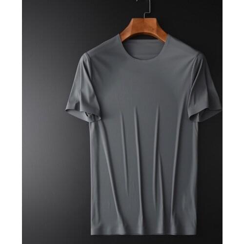 Grey Mens Luxury Adhesive Pressing Short Sleeve Men T-shirt Summer Fashion Casual Slim Fit T-shirts Man 4XL