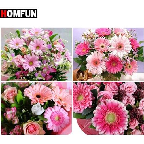 HOMFUN Full Square/Round Drill 5D DIY Diamond Painting "Pink bouquet theme" Embroidery Cross Stitch 5D Home Decor Gift
