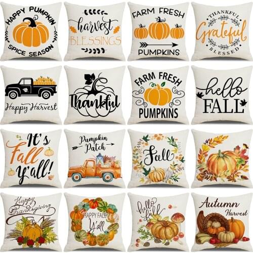 45x45cm Pillow Case Home Decoration Pillow Linen Printed Pumpkin Harvest Pillowcase Home Pillow Covers