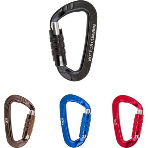 New 12KN D Shape Carabiner Screw Locking Clip Hook Keychain Camping Outdoor Rescue Engineering Carabiner Protect Climbing Access