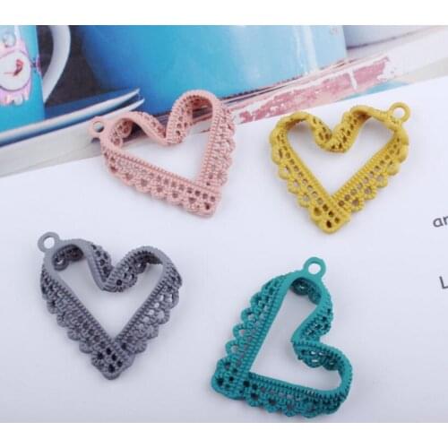 Alloy Lace Heart Charm Pendant for Earring/Bracelet/Necklace Jewelery DIY Making y1532