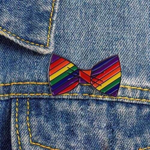 Rainbow Bow Brooch LGBT Gay Badge Creative Exquisite Friend Pin Gift Clothes Bag Accessories