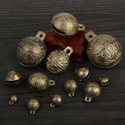 Retro Brass Chinese Good Luck Tiger Head Tinkle Bell Charm Handcraft Bracelet Anklet Pendant For DIY Pet jewelry Accessories