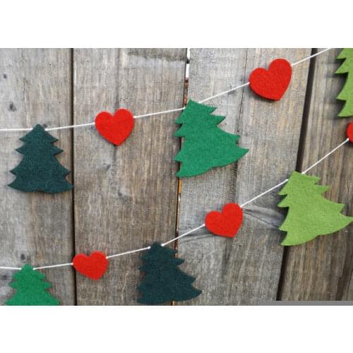 Pine tree heart Christmas felt Garlands buntings Christening wedding birthday bridal baby shower Church decor banners