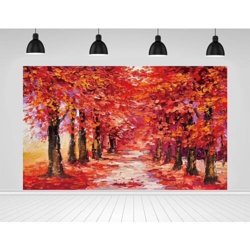 Scopiso Outside Scenery Oil Painting Plane Trees Room Decor Path Golden Leaves Party Photo Backgrounds Photographic Backdrops