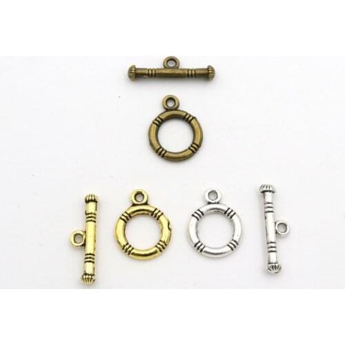 Mixed 10 Set Antique Silver Stripe Circle OT Clasp For Jewelry Making Bracelet Necklace Diy Accessories Needlework Wholesale