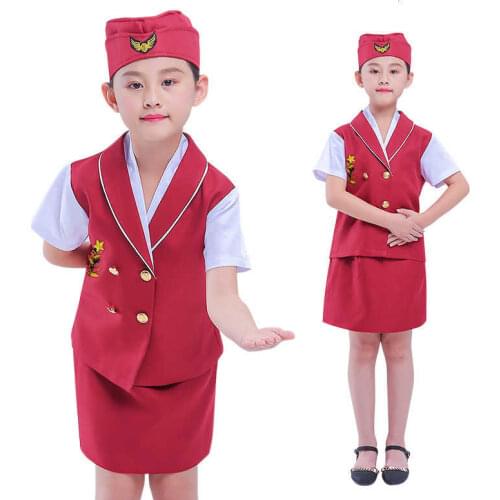 Sexy stewardess suits girl stewardess dress sexy flight attendant dress but role-playing uniform for child