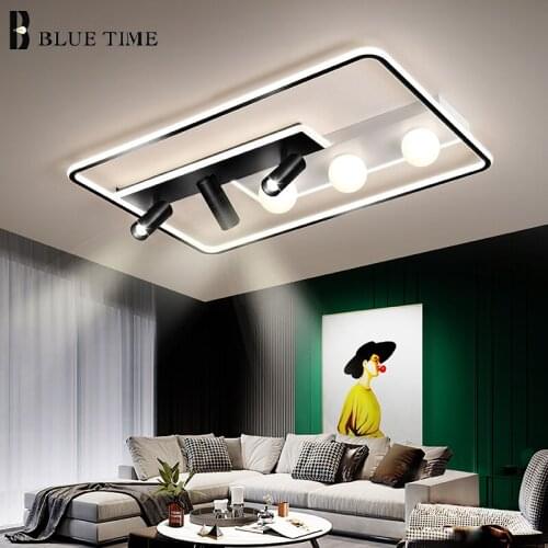 Modern Led Chandelier Rectangle Ceiling Chandelier Lighting for Living room Dining room Kitchen Bedroom Lighting Fixtures Black