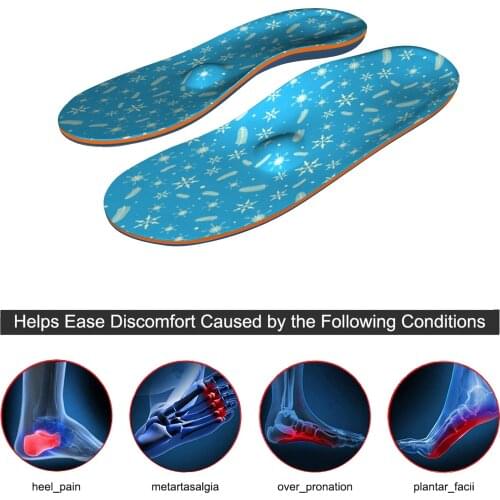 Blue Printing Foot Pain Arch Support Insoles Orthotic Inserts Memory Foam Flat Feet Foot Anti-slippery For Men Women Flat Foot