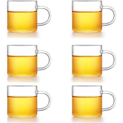 Thickened heat-resistant glass cup with handle transparent kungfu cup High borosilicate Round straight cup with small cup