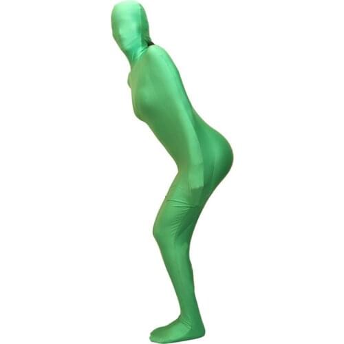 Fancy Dress Party Kid Adult Dark Green Unisex Halloween Spandex Skin Zentai Costumes Bodysuit no with internal Sleeves
