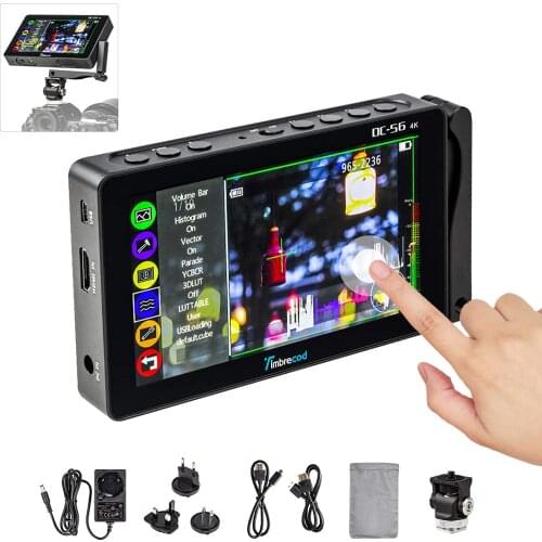 Timbrecod DC-56 5.5 Inch Camera Video Monitor Touch Screen Field Monitor 1920 x 1080 IPS 4K HDMI AV DC Input for DSLR Camcorder
