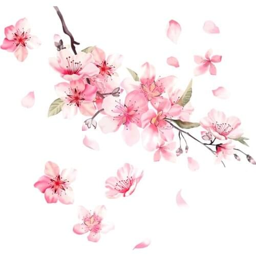 Oriental Cherry Blossom Vinyl Love Car Auto Floral Charm Sticker Pink Decal Highlight Window Automobile Romance Decor 25cm*24cm