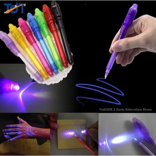 Magic Pen with Invisible Ink and Ultraviolet Rays Pen with Flashlight Magic Pen for Children Spy Pen for Hiding Notes Party Gift