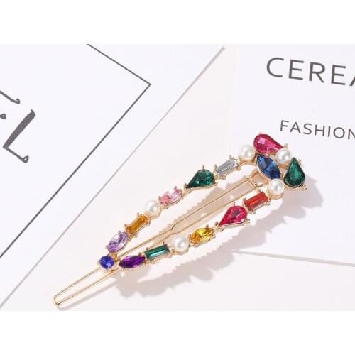 Korean Candy Hairpin Colorful Crystal Hair Clips For Women Girls Elegant Pearl Barrette Hair Accessories 2020 New Headwear