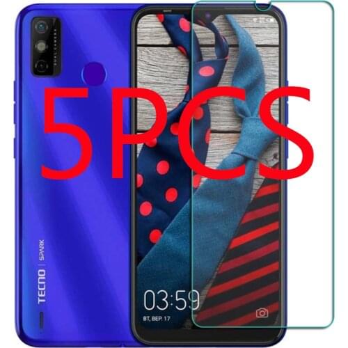 5PCS Safety Front Tempered Glass For Tecno Spark 6 Go 2020 6.52" Protective Film Screen Protector Phone Cover Shield Protection