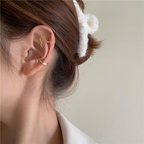 Timlee E084 New Simple Geometry Heart Alloy Clip Ear Cuff Popular Accessories Wholesale