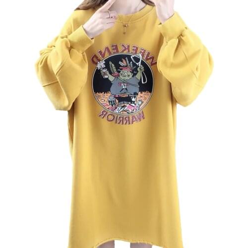 2020 Autumn And Winter Mid-length Women Sweatshirt Cartoon Print Casual Loose Fashion Versatile Comfortable Warm Ladies Pullover