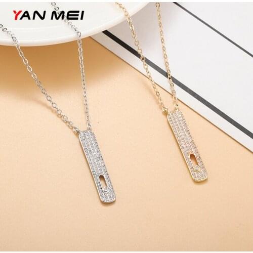 YANMEI Exquisite Zircon Oval Long Necklace Woman New Fashion Wild Clavicle Chain Simple Jewelry YMD1494