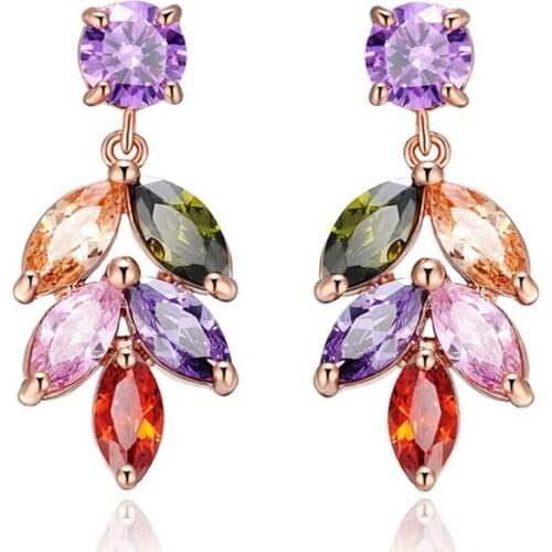 ZSLBS Colorful Fine Earrings For Women Zirconia Crystal Simple Stud Earring Girl Jewelry Pendientes Mujer Boucle Oreille Femme