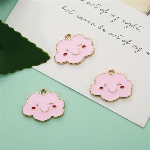 10Pcs/lot Diy Colorful Smile Cloud Enamel Charms Pendants Handmade Necklace Bracelet Earrings for Women Jewelry Making