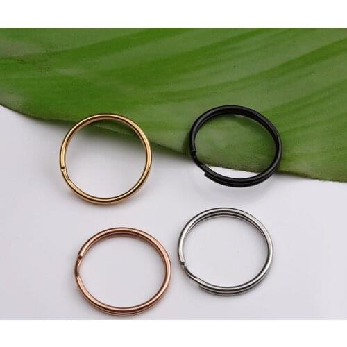 100% Stainless Steel Round KeyRing Black/Rose Gold/Gold/Silver Color Metal Split Ring Key Ring DIY Key Chains Accessories 50pcs