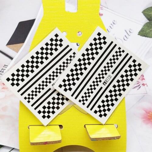 2pc Stickers for Nails Checkered Stripes Design Nail Art Decorations Manicure Decor Watercolor Nail Decal Stickers Accessoires