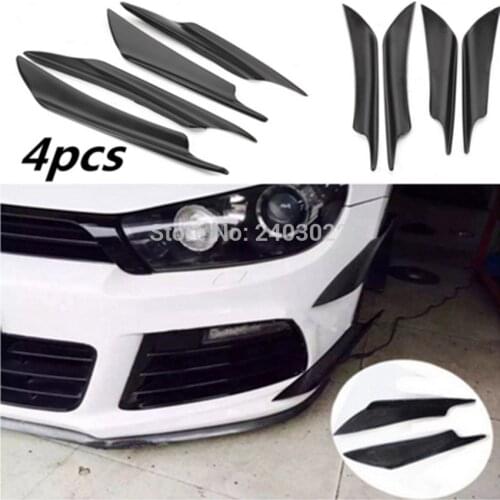 4PCS Carbon look/Black/Blue/Red Front Bumper Lip Diffuser Splitter Fins Body Spoiler Canards Valence Chin