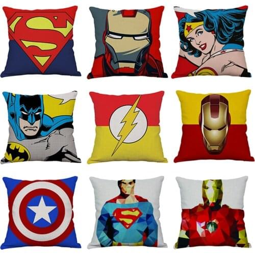 45*45cm Disney Marvel Home Decoration Linen Pillow Cover Sofa Lumbar Cushion Cover Pillowcase Printed Square Cartoon Pillow case