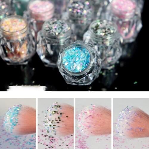 50g Holographic Nail Glitter Flakes Sequin 8Colors Mixed Size Hexagon Shape Sparkly Flakes Slices Manicure Nails Art Decoration