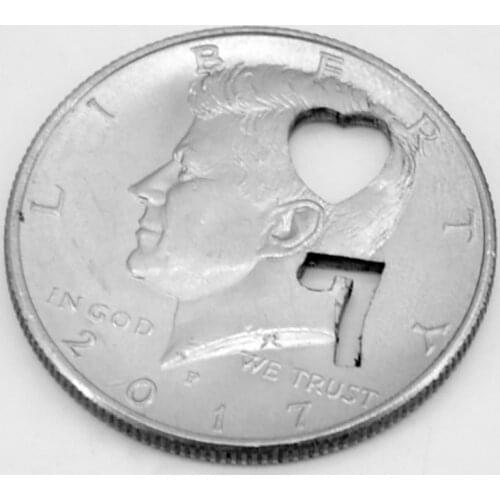 7 of Hearts Half Dollar Brand Coin Magic Tricks Close Up Magia Coin Appearing Vanishing Magie Mentalism Illusion Gimmick Props