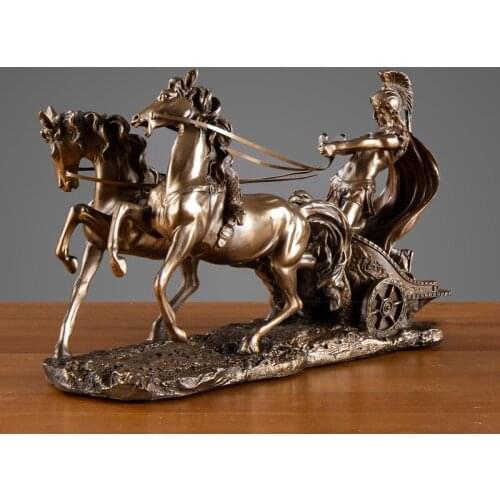 ABSTRACT VINTAGE ROME CHARIOT FIGURINES FAIRY GARDEN MINIATURES ORNAMENTS OFFICE DESK DECORATION MODERN ART STATUES DECOR R4275