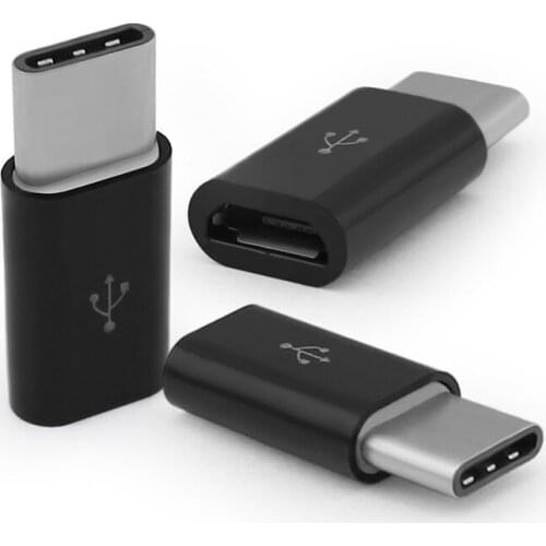 Type-C Adapter Male Connector to Micro USB Female M-F Converter USB-C Data Adapter Type C Cable Device Black White