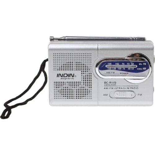 BC-R119 Portable Mini Radio 2-Band AM FM World Receiver Retractable Antenna DC 3V X5QC