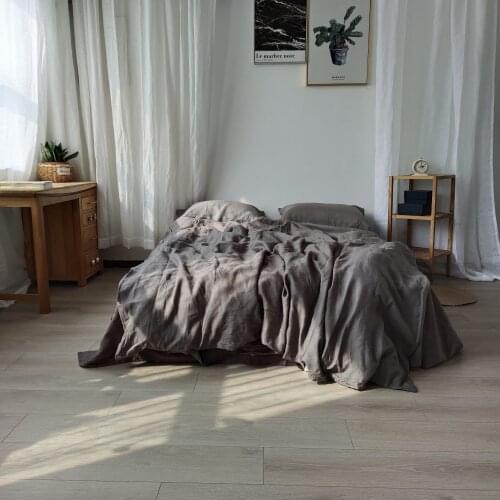 Free Shipping 3Pcs Linen Duvet Cover Sets One Cover + Two Pillow Cases 4 Colors Brown Black Lt. Blue Apple Green available