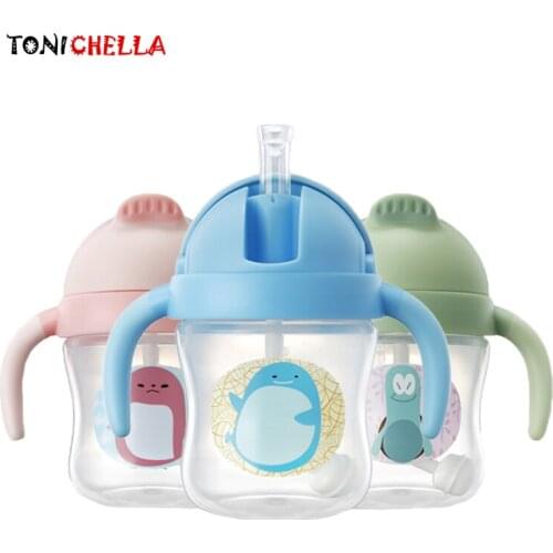 Baby Learning Cup Kids Infant Feeding Drinking Water Straw Handle Bottles With Straw Leak-proof Newborns Training Cups CL5379