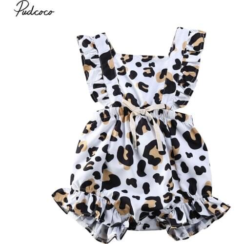 2020 Baby Summer Clothing Infant Baby Girl Leopard Ruffle Romper Jumpsuit One Piece Outfit 3-18M