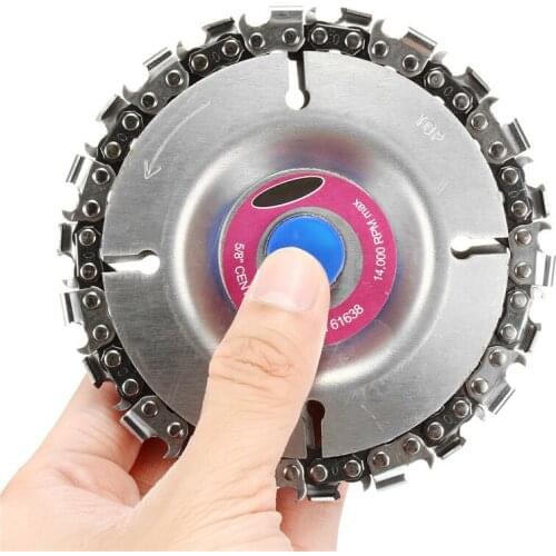 125x22mm 5 Inch Wood Carving Disc Grinder Disc Chain 14 Tooth Fine Abrasive Cut Chain for Multi-tool Blades Angle Grinder